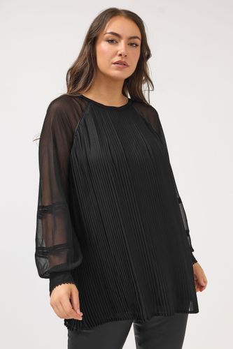 Blouse Noire Bordée De Similicuir Size 42 - Yours - Modalova