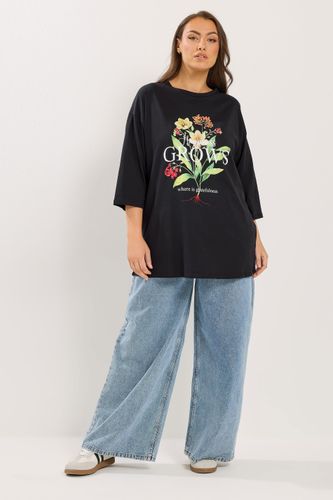 Tshirt Noir À Fleurs « Happiness Grows » Size 46 - Yours - Modalova