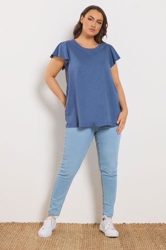 Tshirt Bleu À Manches À Volants En Jean Size 42 - Yours - Modalova