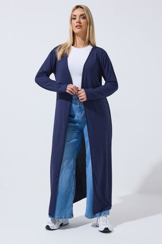 Cardigan Long Côtelé Bleu Marine Size 46 - Limited Collection - Modalova