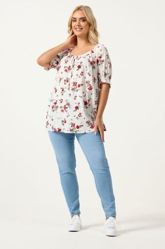 Top Blanc À Fleurs Avec Lien À L'encolure Size 50-52 - Yours - Modalova