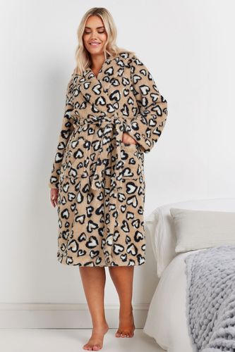 Robe De Chambre Beige Léopard En Polaire Size 58-60 - Yours - Modalova