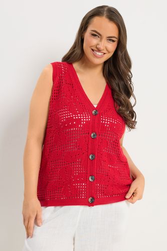 Gilet Sans Manches En Crochet Rouge Size 46-48 - Yours - Modalova