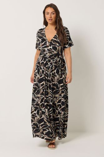 Robe Cachecœur Longue Noire À Motif Abstrait Size 46 - Yours - Modalova