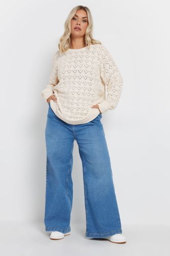 Pull En Maille Blanc Design Crochet Manches Longues Size 54-56 - Yours - Modalova