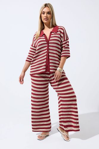 Chemise En Crochet Bordeaux À Rayures Size 38-40 - Limited Collection - Modalova