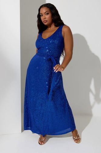 Robe Maxi Bleue Roi À Sequins En Jersey Size 44 - Yours London - Modalova