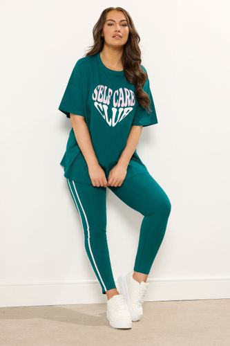 Active Legging À Rayures Latérales Vert Sarcelle Size 42 - Yours - Modalova