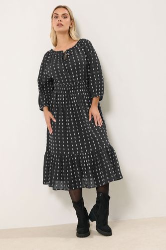 Robe Midaxi Noire Plissée À Pois Size 48 - Yours - Modalova