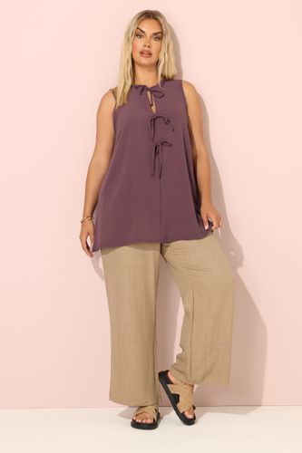 Curve Débardeur Violet À Smocks Et Noué Sur Le Devant Size 44 - Yours - Modalova