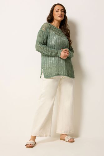 Pull En Crochet Vert Sauge Size 58-60 - Yours - Modalova
