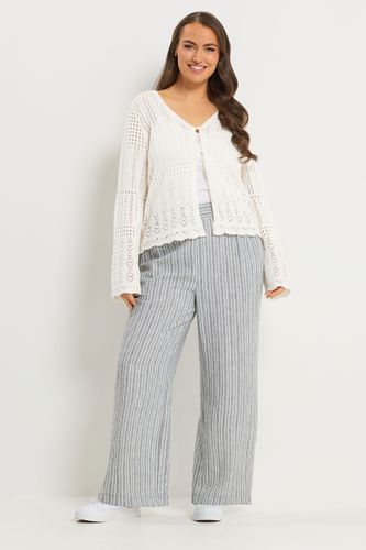 Cardigan En Maille Pointelle Ivoire Size 46-48 - Yours - Modalova