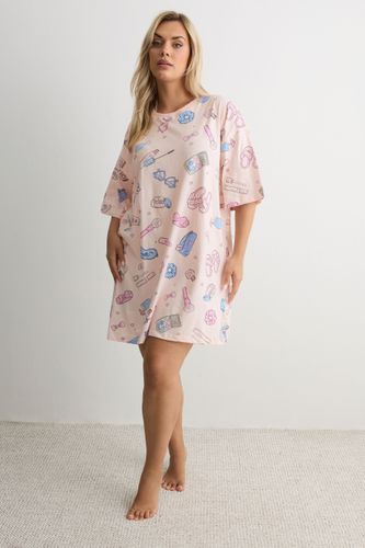 Tshirt De Nuit Rose À Imprimé Girly Size 42-44 - Yours - Modalova