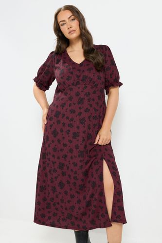 Robe De Thé Rouge Bordeaux À Fleurs Size 50-52 - Yours - Modalova