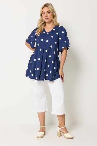 Top Bleu Cobalt À Pois Avec Plis Sur Le Devant Size 42 - Yours - Modalova