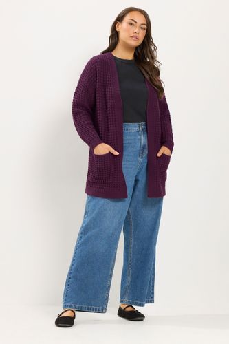 Cardigan En Maille Gaufrée Violette Size 38-40 - Yours - Modalova