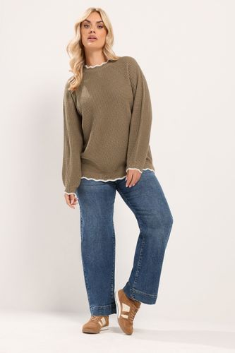 Plus Size Mocha Contrast Waffle Jumper Size 42-44 - Yours - Modalova