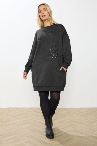 Robe Sweatshirt Grise À Imprimé Léopard Size 48 - Yours - Modalova