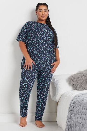 Ensemble De Pyjama Bleu Marine Design Lunes & Étoiles Size 42-44 - Yours - Modalova