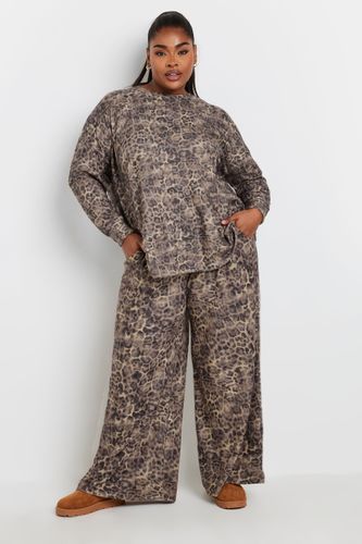 Pantalon Marron Léopard Coupe Wide Leg Size 44 - Yours - Modalova