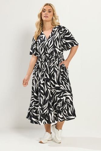 Robe Longue Noire À Imprimé Zèbre Size 38 - Yours - Modalova