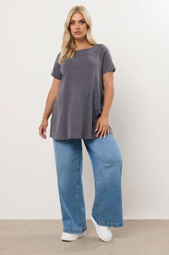 Tshirt Gris Délavé Nervuré Fluide Size 48 - Yours - Modalova
