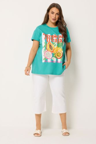Tshirt Bleu Sarcelle « Tropical Treats » Orné De Perles Size 50-52 - Yours - Modalova