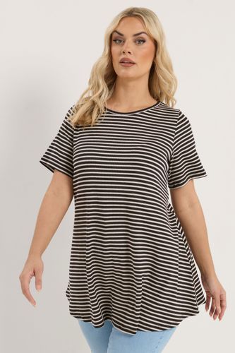 Top Évasé Noir À Rayures Size 46 - Yours - Modalova