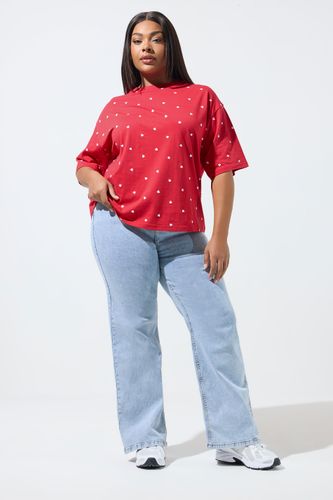 Tshirt Coupe Carrée À Imprimé Cœurs Rouge Size 48 - Limited Collection - Modalova