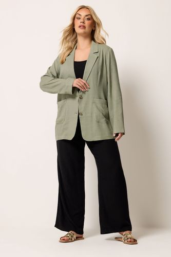 Blazer Long Vert Kaki En Lin Size 46 - Yours - Modalova