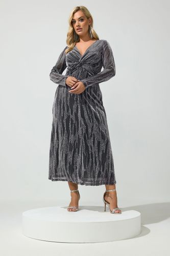 Robe Nouée Noire Et Argent Métallisé Size 44 - Yours London - Modalova