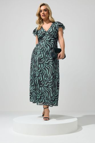 Robe Zébrée Marron Chocolat Et Vert Menthe Size 48 - Yours London - Modalova