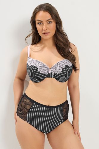 Plus Size Stripe Microfibre Lace Full Briefs Size 42-44 - Yours - Modalova