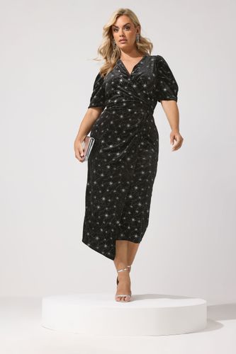 Robe Cachecœur Longue Noire En Velours À Étoiles Pailletées Size 46 - Yours London - Modalova