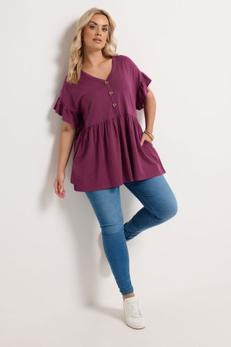 Haut Péplum À Boutons Violet Size 46 - Yours - Modalova