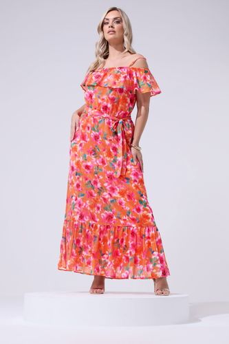 Robe À Épaules Dénudées À Fleurs Size 46 - Yours London - Modalova