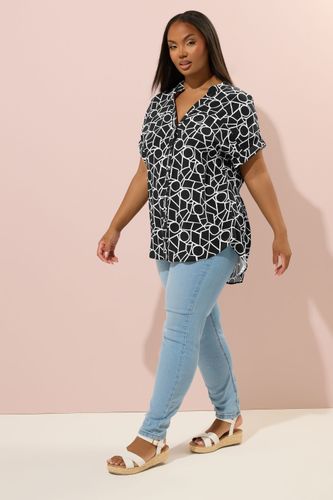 Blouse Noire À Col En V Géométrique Size 44 - Yours - Modalova