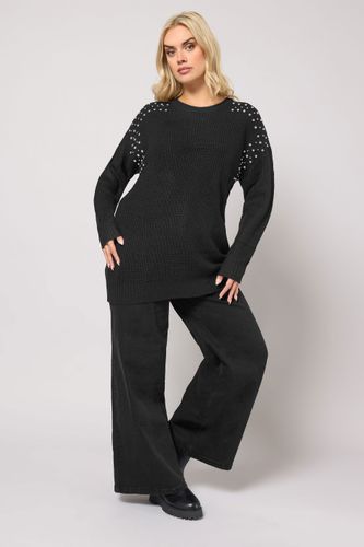 Pull En Maille Noir Empiècement Strass Size 46-48 - Yours - Modalova