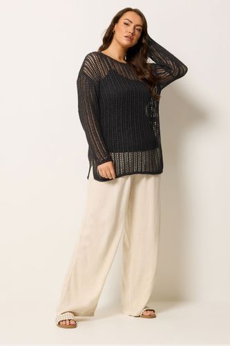 Pull À Manches Longues En Crochet Noir Size 46-48 - Yours - Modalova