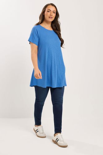 Top Évasé En Maille Côtelée Bleu Size 44 - Yours - Modalova