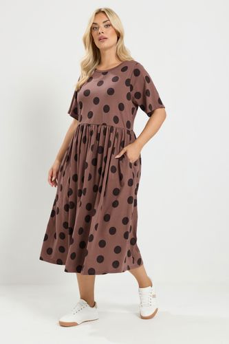 Robe Marron Moka Tachetée Size 44 - Yours - Modalova