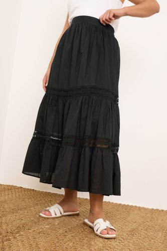 Jupe Volantée Maxi Noire Plissée En Coton Size 48 - Yours - Modalova