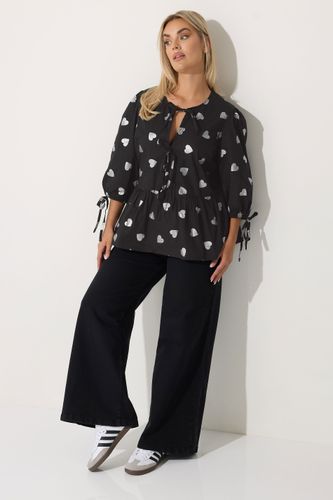 Haut Noir Métallisé Avec Nœud Papillon Sur Le Devant Size 54-56 - Limited Collection - Modalova