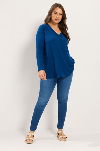 Top Évasé Bleu En Maille Côtelée À Col Tunisien Size 44 - Yours - Modalova