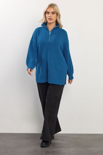 Pull À Col Zippé Bleu Size 46-48 - Yours - Modalova