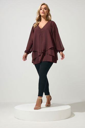 Blouse Marron À Superpositions Size 44 - Yours London - Modalova