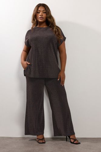 Pantalon Large Noir Métallisé Size 48 - Yours - Modalova