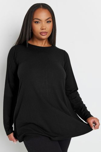 Top Noir Manches Longues Volanté Nervuré Size 62-64 - Yours - Modalova