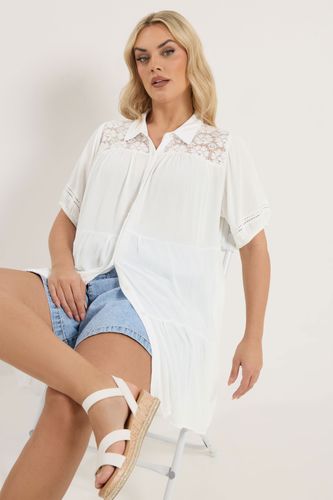 Chemise Étagée Blanche Ornée De Crochet Size 42 - Yours - Modalova