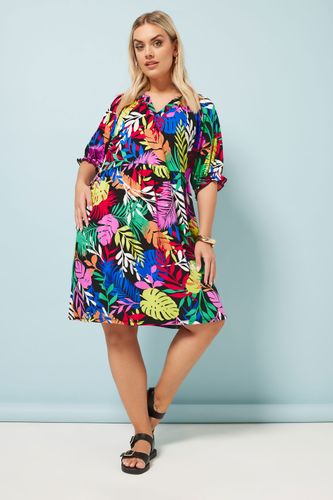 Robe Multicolore Midi Tropicale Size 48 - Yours - Modalova